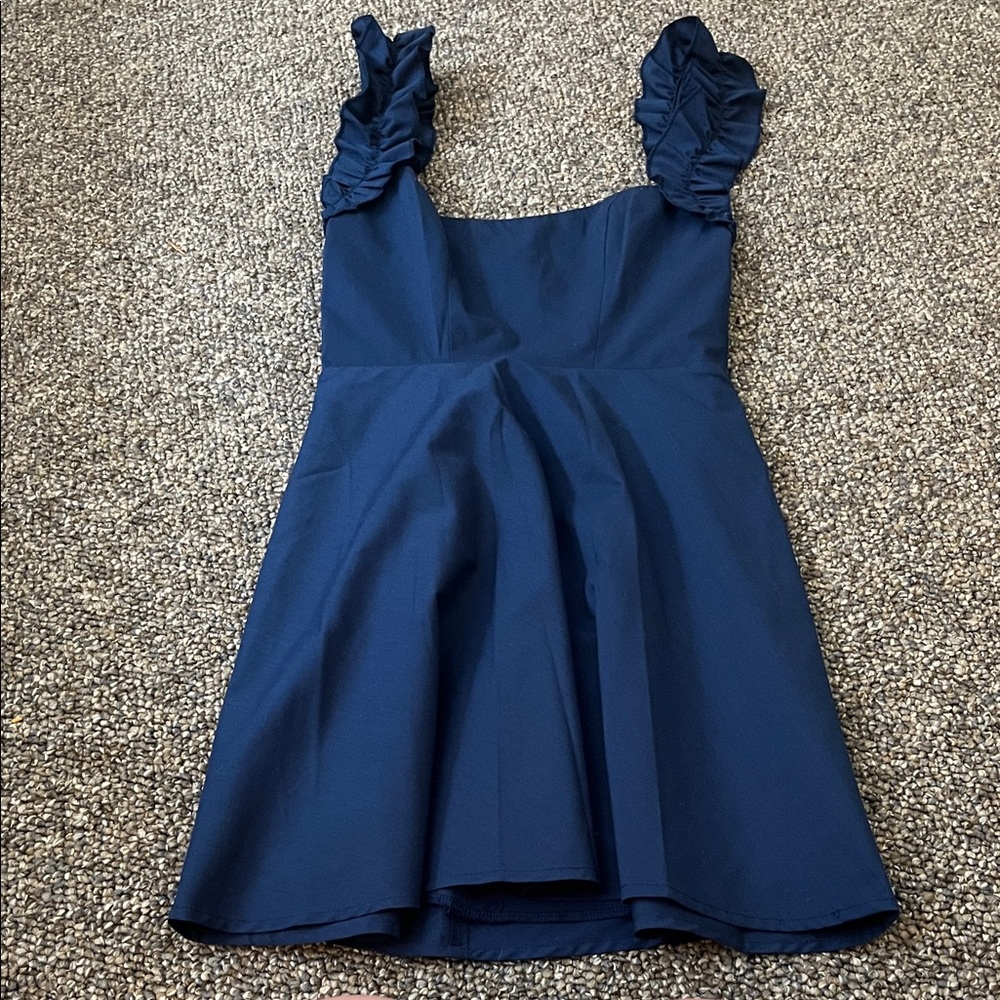 Navy Blue Kids Dress with Ruffle Straps